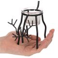 Kerzenhalter Rentier aus Metall mit Teelichtglas, 15 cm, Schwarz | Floristik21.de