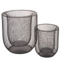 Floristik21 Kerzenhalter Schwarz Metall Drahtkorb Ø28,5/18cm 2er-Set