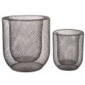 Kerzenhalter Schwarz Metall Drahtkorb Ø28,5/18cm 2er-Set | Floristik21.de