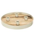 Floristik21 Kerzenhalter Holz Metall Rund 25cm für 4 Stabkerzen