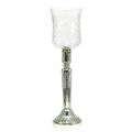 Floristik21 Windlicht Glas Kerzenständer Antik Look Silber Ø11,5cm H42,5cm