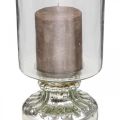 Floristik21 Windlicht Glas Kerzenglas Antik Look Silber Ø13cm H24cm