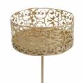 Floristik21 Florale Kerzenhalter zum Stecken Golden Ø8,8cm H13,7cm 4 St Antik-Optik