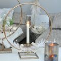 Kerzendeko zum Stellen, Dekoring mit Kerzenhalter, Weihnachtsdeko aus Metall Golden Antik-Optik Ø40cm 43Hcm