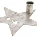 Metalldeko Stern, Stabkerzenhalter für Weihnachten Silbern, Antik-Optik 20cm×19,5cm