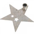 Metalldeko Stern, Stabkerzenhalter für Weihnachten Silbern, Antik-Optik 20cm×19,5cm