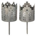Floristik21 Teelichthalter mit Dorn aus Metall 6 cm Häuser-Design 2er-Set