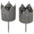 Floristik21 Teelichthalter mit Steckdorn Metall Häuser-Motiv dunkelgrau Ø 6cm 2er-Set