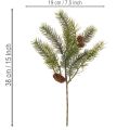 Künstlicher Deko-Zweig mit Tannenzapfen 38 cm Grün Kunststoff für Innenbereich | Floristik21.de