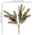 Kunstzweig Tannenzweig mit Zapfen 41 cm Grün Kunststoff | Floristik21.de