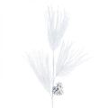 Floristik21 Künstlicher Kiefernzweig mit Zapfen Weiß Glitter L55cm
