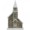 Floristik21 Lichthaus Kirche aus Holz Weihnachtskirche Holzkirche H45cm