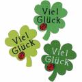 Floristik21 Kleeblatt „Viel Glück" Holzdeko zum Kleben Grün 3,5cm 45St