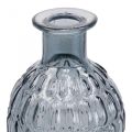 Floristik21 Kleine Glasvase Vase Wabenoptik Glas Blaugrau H20cm 6St