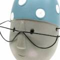 Floristik21 Deko-Kopf Schwimmer mit Brille und Badehaube Blau Weiß H15cm/16cm 2St