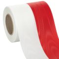 Floristik21 Kranzband Moiré Weiß-Rot 100 mm - Hochwertiges Trauerband für Floristen