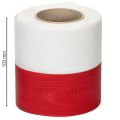 Kranzband Moiré Weiß-Rot 100 mm - Hochwertiges Trauerband für Floristen | Floristik21.de
