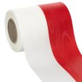 Floristik21 Kranzbänder Moiré Weiß-Rot 125mm - Trauerband Dekoband Schleifenband Festband 25m Rolle