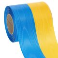 Floristik21 Kranzband Moiré Blau-Gelb 100mm, Schleifenband National, Vereinsband Deko, Trauerband Festlich, Acetat