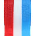 Floristik21 Kranzband Moiré Blau-Weiß-Rot 75mm