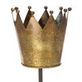 Floristik21 Deko-Krone auf Stab Metall 73cm Gold für Innen- und überdachte Außenbereiche