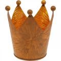 Floristik21 Teelichthalter Krone Rost Gold Optik Metall Deko H11cm