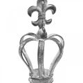 Dekostecker Krone aus Metall Grau, Weiß gewaschen Ø6,5cm H12cm