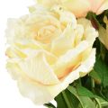 Floristik21 Künstliche Rosen Kunstblumenstrauß Rosen Creme Gelb Pick 54cm