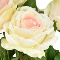 Floristik21 Künstliche Rosen Kunstblumenstrauß Rosen Creme Rosa Pick 54cm