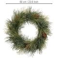 Künstlicher Kiefernzweig-Kranz mit Zapfen 60 cm Grün Kunststoff Innenbereich | Floristik21.de