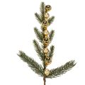 Floristik21 Künstlicher Tannenzweig mit goldfarbenen Mini-Christbaumkugeln, 46 cm, 2 Stück