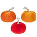 Floristik21 Stoffkürbis Set 3-teilig, 13 cm, Orange/Gelb/Rot, Tisch- und Innenraumdekoration