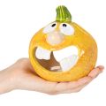 Keramik Kürbisfiguren Teelichthalter mit Gesicht 12 cm Set 2 Stück | Floristik21.de