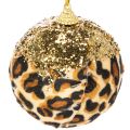 Weihnachtskugel Kunststoff Leopard Muster Gold Glitzer 7cm 3er Set | Floristik21.de
