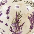 Floristik21 Keramik Kugel mit Lavendel Motiv Keramik Deko Lila Creme 12cm