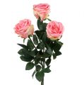 Floristik21 Kunstblume Rose gefüllt pink Ø10cm L65cm 3St