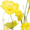 Floristik21 Kunstblumenstrauß Gelb, Mohn und Strauch-Ranunkeln im Bund, Seidenblumen, Frühlingsdeko L45cm