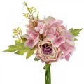 Floristik21 Kunstblumenstrauß, Hortensien Strauß mit Rosen Rosa 32cm