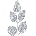 Floristik21 Kunstpflanzen, Zweig Deko, Deko Blatt Silbern Glitter L36cm 10St
