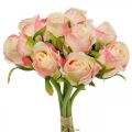 Floristik21 Kunstrosen Rosa Apricot Künstliche Rosen 28cm Bund 9St