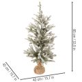 Künstlicher Tannenbaum beschneit mit 40 LED Lichtern und Jutesack, 85 cm | Floristik21.de