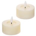 Floristik21 LED Teelicht Echtwachs Warmweiß Flackereffekt Timer 7 cm Ø 2er-Set