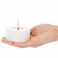 LED-Teelichter aus Echtwachs, 7 cm Durchmesser x 6 cm, Weiß, warmweiß, 2 Stück mit 6-Stunden-Timer | Floristik21.de