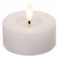 LED-Teelichter aus Echtwachs, 7 cm Durchmesser x 6 cm, Weiß, warmweiß, 2 Stück mit 6-Stunden-Timer | Floristik21.de