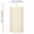 Echtwachs-LED-Stumpenkerze, 15 cm, Cremeweiß, warmweißes Licht, 6-Stunden-Timer | Floristik21.de