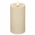 Echtwachs-LED-Stumpenkerze, 15 cm, Cremeweiß, warmweißes Licht, 6-Stunden-Timer | Floristik21.de
