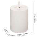 LED Stumpenkerze flackernd mit Timer Ø7cm H12cm Weiß Kunststoff | Floristik21.de