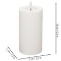 LED Stumpenkerze Echtwachs flackernd Timer Ø7cm H16cm Weiß | Floristik21.de