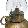 Floristik21 Deko-Lampe Antik, LED-Licht Messingfarben, Vintage-Optik H19cm B13,5cm