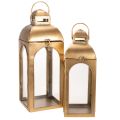 Floristik21 Laterne Metall Glas Metall Messing Optik H50cm 2er-Set